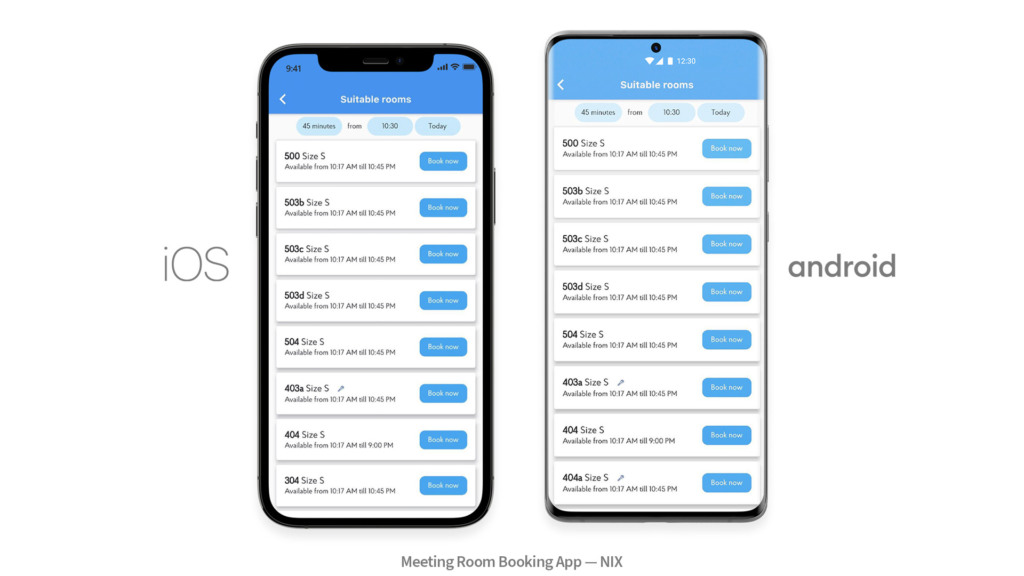 iOS VS Android interface in NIX's Mobile App